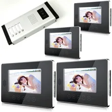 7 “pantalla táctil de Alta Definición Cámara de Múltiples Apartamento Videoportero Sistema de Intercomunicación 1 Cámara con 4 Monitores