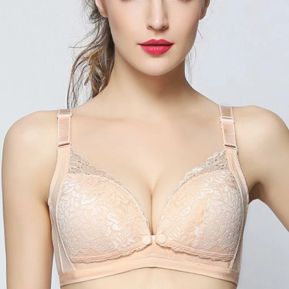 Buy Maternity Nursing Bra Lace Wire Free Front Button 2018 Nursing Maternity