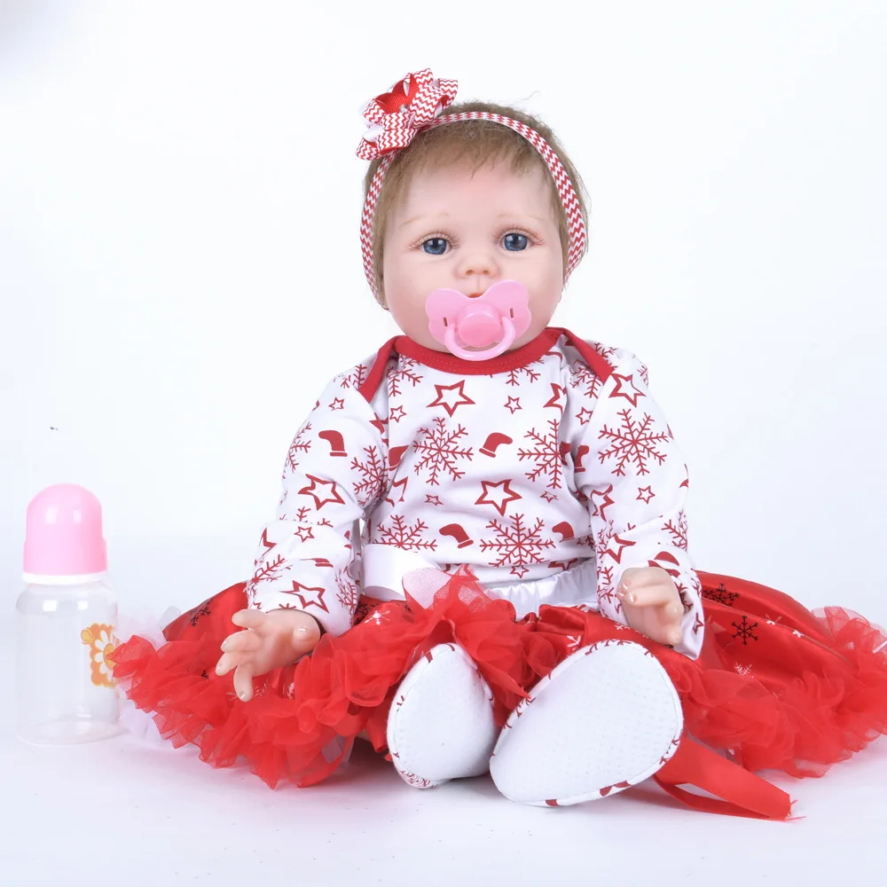 

55cm Cute Soft Silicone Reborn Doll Lovely Princess Newborn Baby with Cloth Body Toy for Kids Birthday Christmas Gift