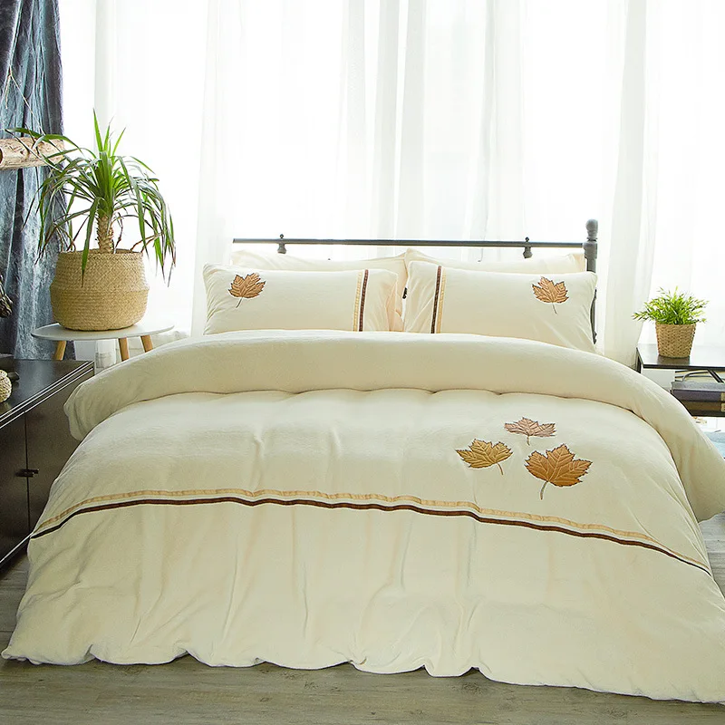 

3 Piece Flannel Duvet Cover King Size Bedding Set Home Textiles Queen Size Bed Quilt Cover Bed Sheet Terylene Duvet Quilt Cover