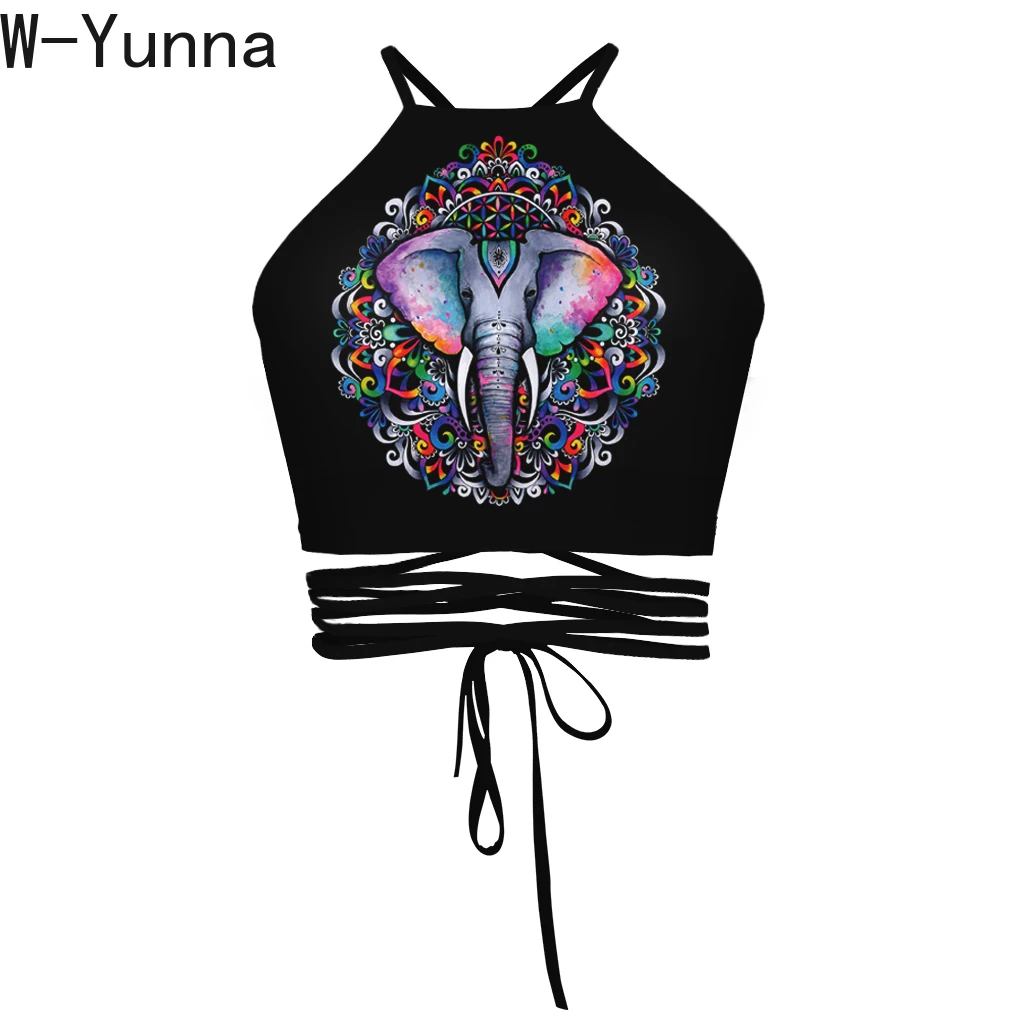 W-Yunna, новинка, летний сексуальный топ, модный, кот, Тай Чи, дерево, инопланетянин, Готическая уличная одежда, Череп, кроп-топ, женский, на шнуровке, топ на бретелях