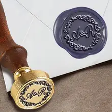 Персонализированные монограмма 2-Начальные Пользовательские Воск печать штамп " die-#328 Шелли Аллегро duogram с цветочным границы