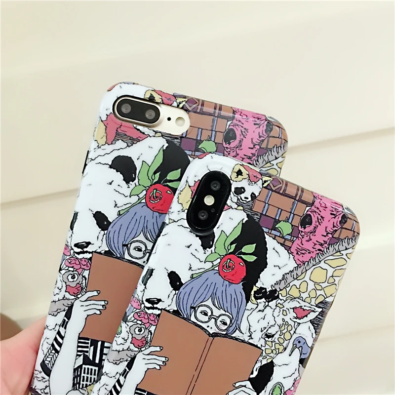 Girl with Panda iPhone XS case 7 8 plus XR XS max (4)