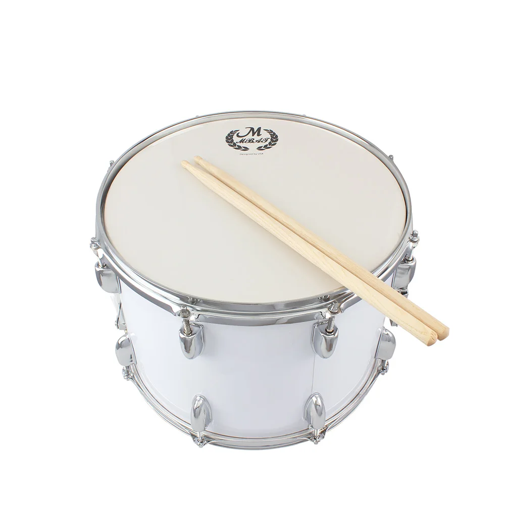 

14in Marching Drum Stainless Steel & Maple Wood Body PVC Drumhead with Sticks Shoulder Strap Key for Professional Drummer