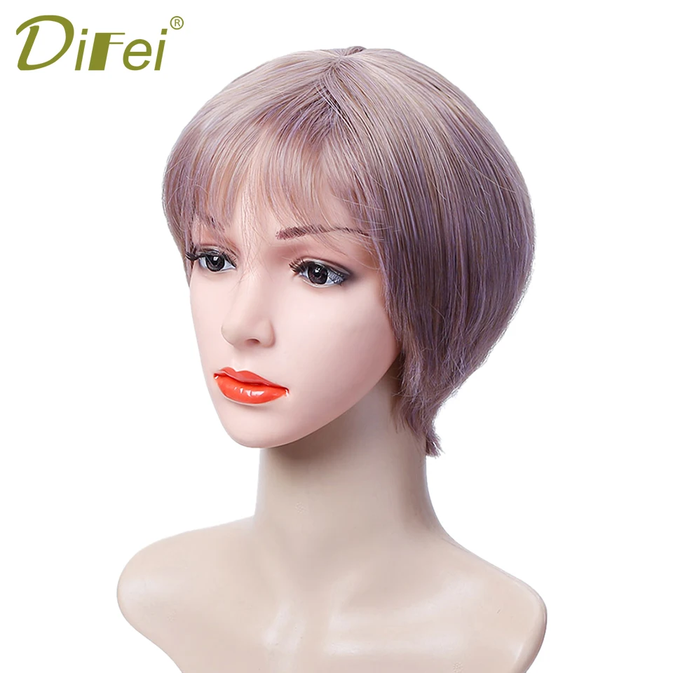 

DIFEI Women's wigs blonde wig synthetic short wig for women High temperature filament short black wig