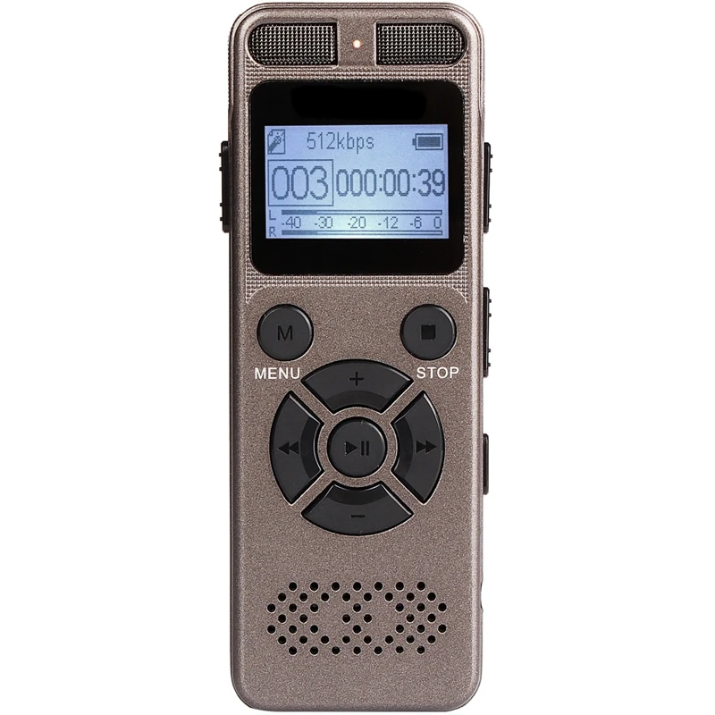 8 ГБ диктофон Usb бизнес портативный цифровой аудио рекордер с MP3-плеером поддержка Многоязычная Tf карта до 32 Гб - Цвет: Grey