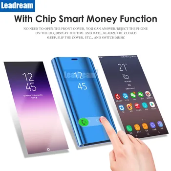 

300pcs DHL Smart Mirror Flip Case For Samsung S10 Plus S10e S9 S8 S7 S6 Edge Plus Clear View Cover For Samsung Note 9 8 5 4 Case