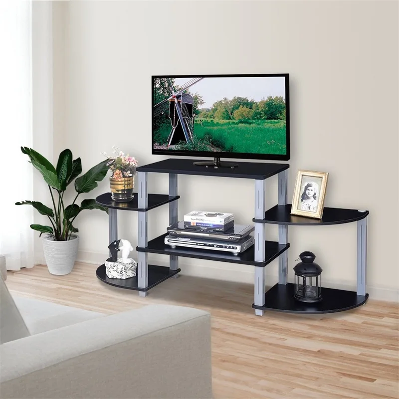 3-مكعب تلفاز بشاشة مسطحة حامل رفوف التخزين MDF الأسود البني التلفزيون الرف أنيق وذكية تصميم متعددة الرفوف لتخزين إضافية