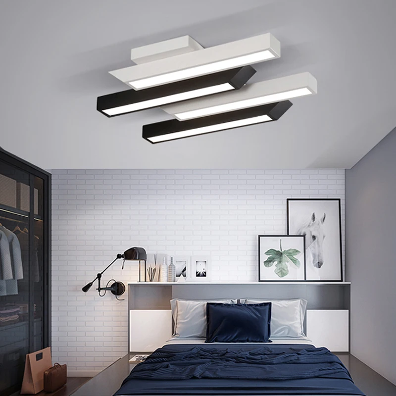 

Scandinavian Simple Creative Music Piano Strip Retangle Modern Led Room Ceiling Lights For Village Bedroom 110V Dimmable Remote