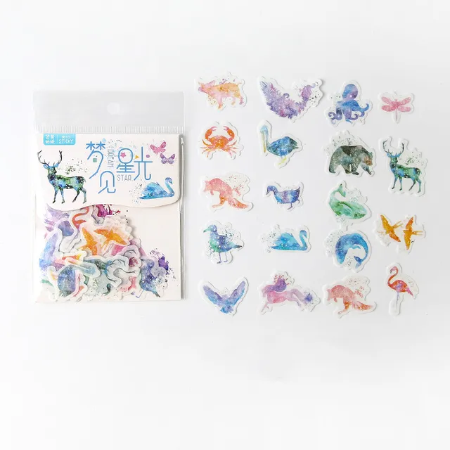 Mr.paper 40Pcs/bag 24 Designs Cute Diary Sticker Scrapbooking Heart Beat Series Japanese Kawaii Creative Stationery Deco Sticker Shining Animals