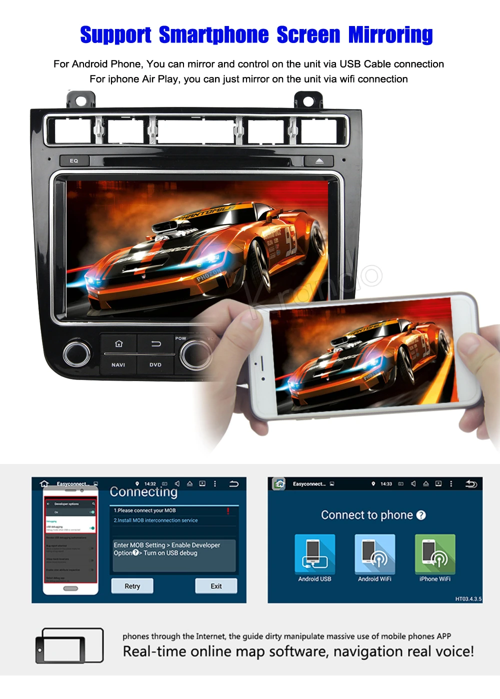 Flash Deal Krando 8" Android 8.0 car navigation multimedia system DVD player GPS for VW touareg 2015 2016 1017 audio radio 3G DAB bluetooth 4