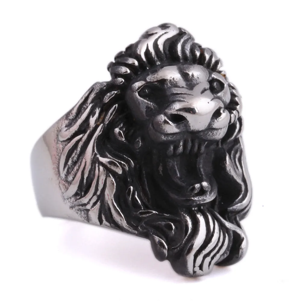 

Hip Hop Style Lion Head Ring Punk Rock Lion King Men's Titanium Steel Lion Rings Jewelry