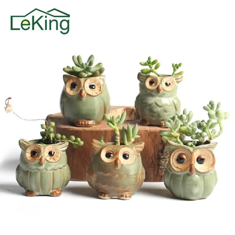 

Cartoon Owl Shaped Succulent Plant Ceramic Flowerpot Home Garden Balcony Decoration Random Styles Delivery Potted Plants