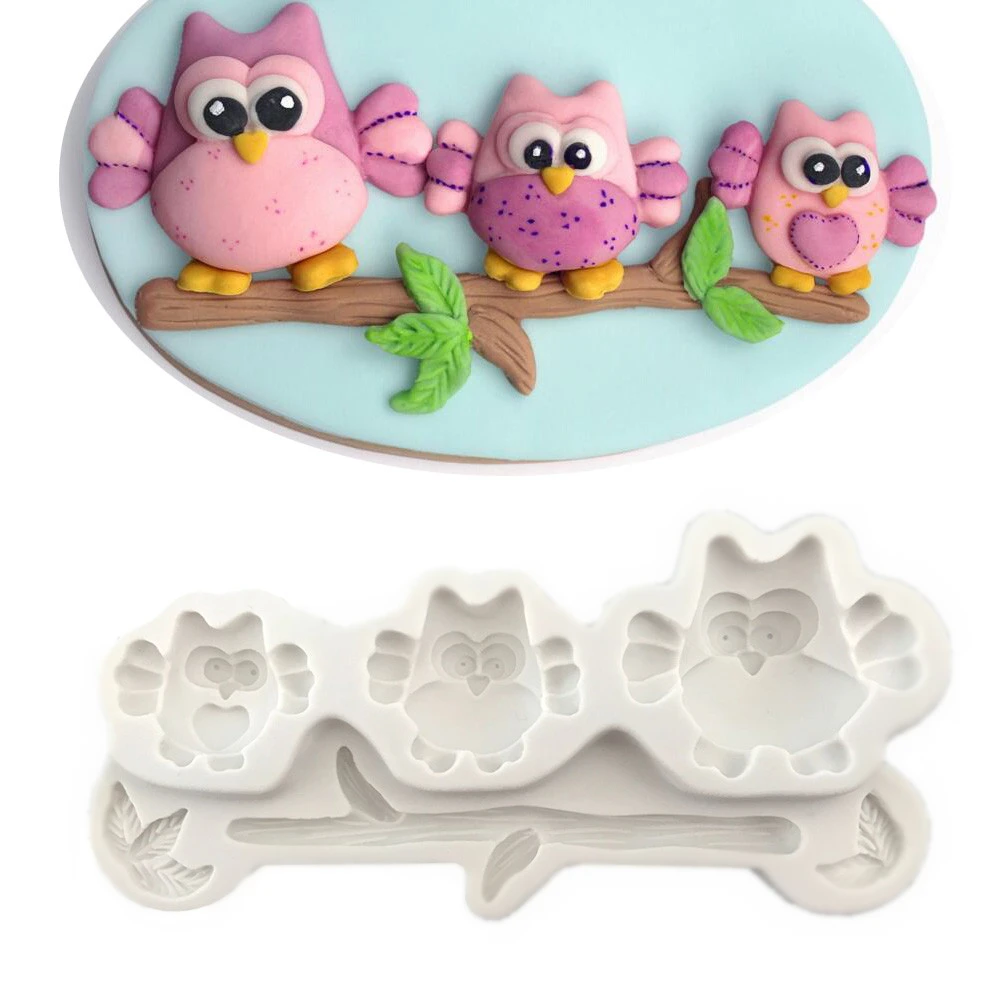 

Twig/Owl Shape Fondant Cake Silicone Mold Candy Chocolate Molds Embossed Biscuits Mould Kitchen Baking Cake Decoration Tools
