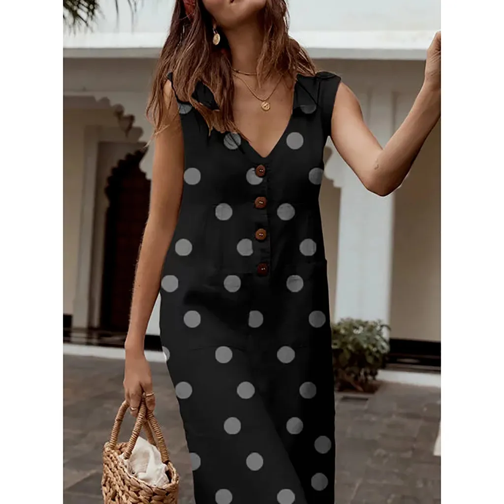 Summer Beach Dress 2019 Women Dresses Woman Party Night bohemian long Maxi V Neck Dress Polka Dot Dresses vestidos Summer Beach Dress 2019 Women Dresses Woman Party Night bohemian long Maxi V Neck Dress Polka Dot Dresses vestidos