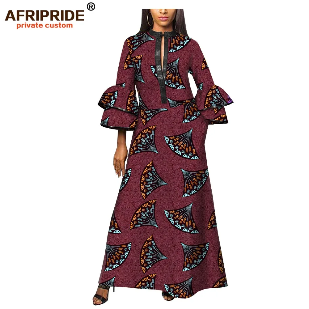 Анкара печать африканская платье для женщин AFRIPRIDE Портной сделал три четверти рукава лодыжки длина женское Хлопковое платье A1925004 - Цвет: 243X