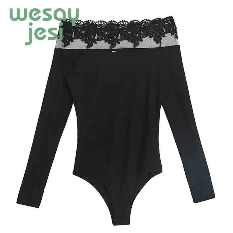 Black Bodysuit Women Lace Jumpsuits Skinny Bodycon Bodysuits 2019 summer Stretch Off Shoulder Sexy Playsuit Black Bodysuit Women Lace Jumpsuits Skinny Bodycon Bodysuits 2019 summer Stretch Off Shoulder Sexy Playsuit
