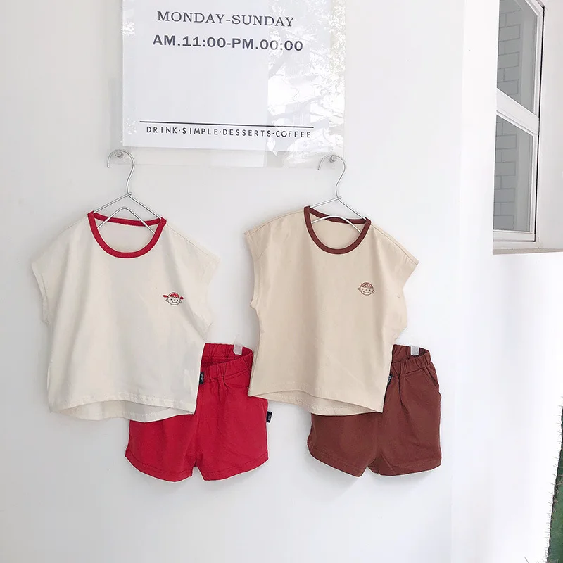 

Summer children clothing sets solid toddler girls clothing sets top+pant 2Pcs/sets kids casual boys clothes sport suits outfit