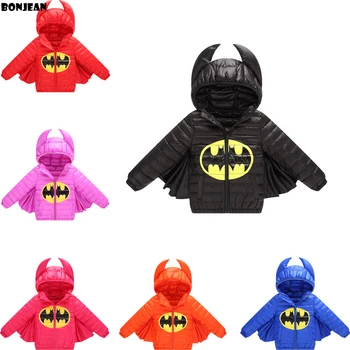 

2018 Kids Winter Down Jacket Batman for Boys Girls Character Halloween Christmas snowsuit Casual Hooded Coat Children Outerwear