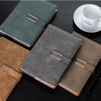 

A5 Thick Office Business Notebook with Button, Business Diary Travler Planner Notepad Office Meeting Writing Pad