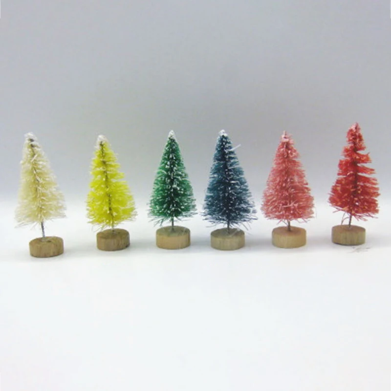 

4Pcs/Lot DIY Christmas Tree 6Colors Small Pine Tree Mini Trees Placed In The Desktop Home Decor Christmas Decoration Kids Gifts