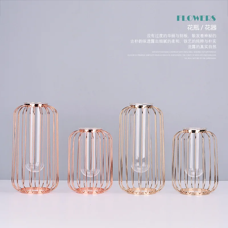 Koop Nordic Stijl Ijzeren Vaas Home Decor Desktop Glas Bloempot Moderne Plant Pot Europa Elegante Ambachten Bruiloft Bloempotten