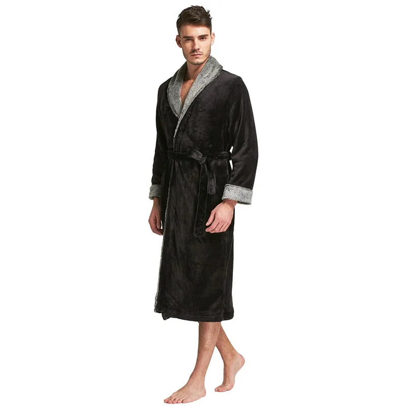 Тони и Кэндис халат для мужчин фланель вышитые ночные рубашки мужской длинный в зимние мягкие домашние пижамы, одежда для отдыха