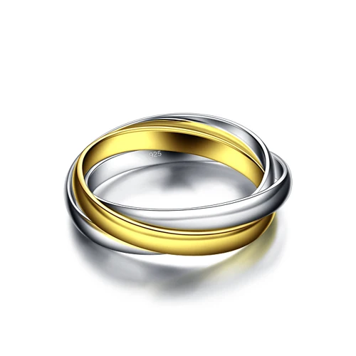 

Personality gold silver 3 ring ring combination.Contracted solid 925 sterling silver ring woman.Charm jewelry fair maiden dance