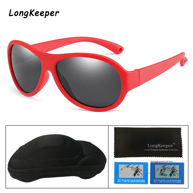 

2019 Fashion Kids Polarized Sunglasses Oval Silicone Flexible Safety Glasses For Boys Girls Anti-Glare Child Sunglasses Case Box