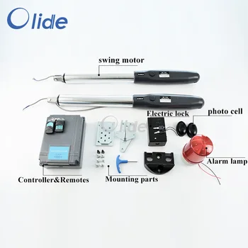 

Electric swing gate opener dual arms outside with electric lock photocell alarm lamp