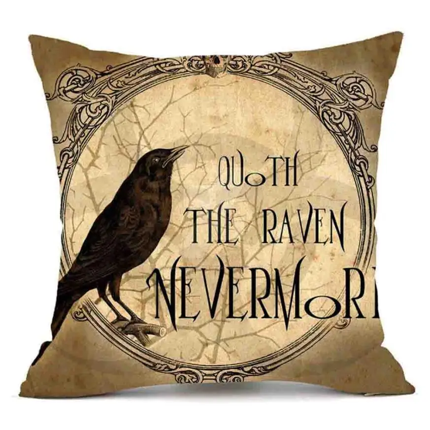 

45cm*45cm Happy Halloween crow Pattern Pillowcase housse de coussin 45 x 45 Pillow Case Home decor cushion covers Aug13