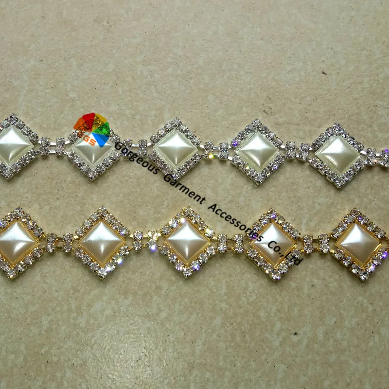 Цепочка из серебра и золота с кристаллами 18 мм 1 ярд|crystal chain|light siam1 yard |