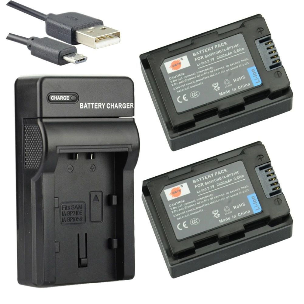 

DSTE 2pcs IA-BP210E Li-ion Battery with USB Charger for Samsung HMX-S10 HMX-S15 HMX-S16 HMX-F80BP HMX-F800BP
