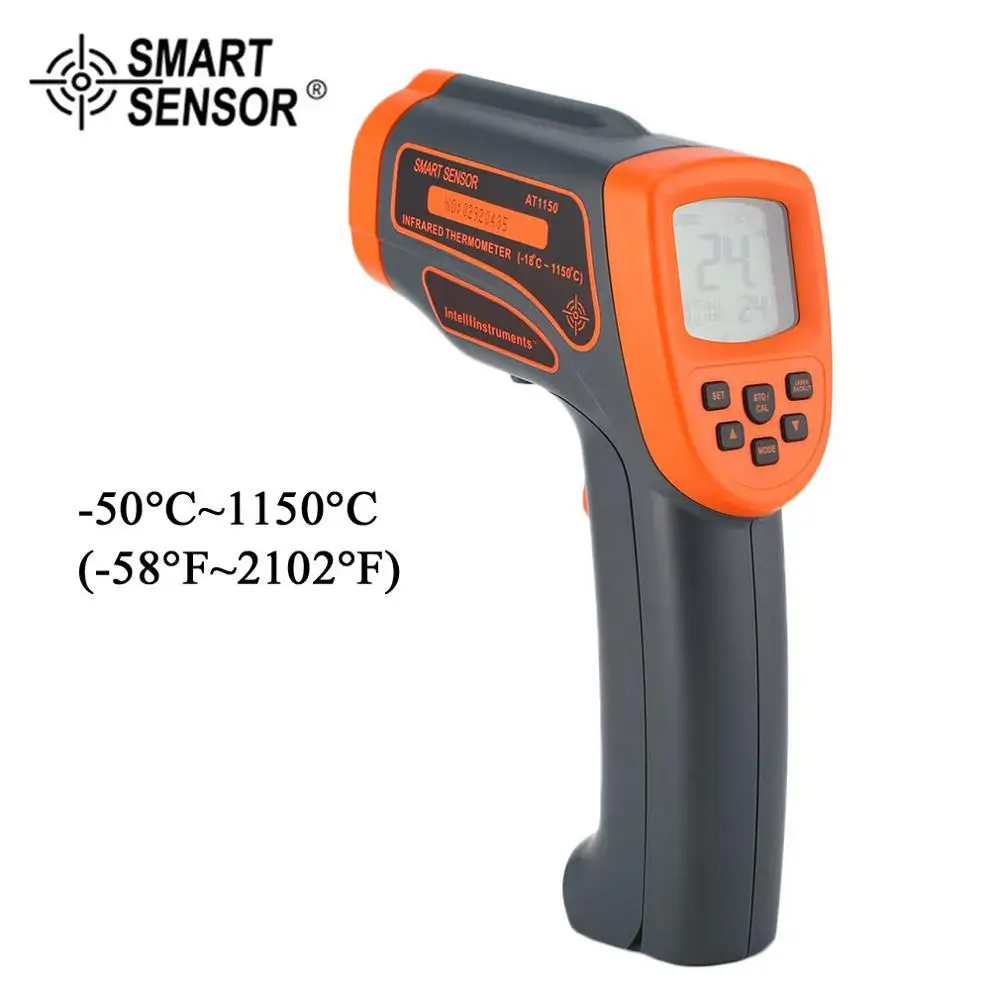 

SMART SENSOR AT1150 Laser LCD Digital Infrared Thermometer Temperature Meter Gun Point -18~1150 Non-Contact Thermometer