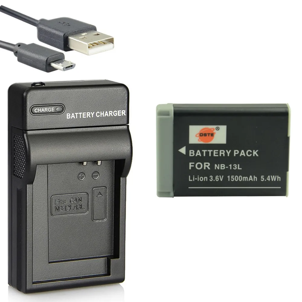 DSTE NB 13L Li ion Battery + UDC161 USB Port Charger for Canon G5X G7X