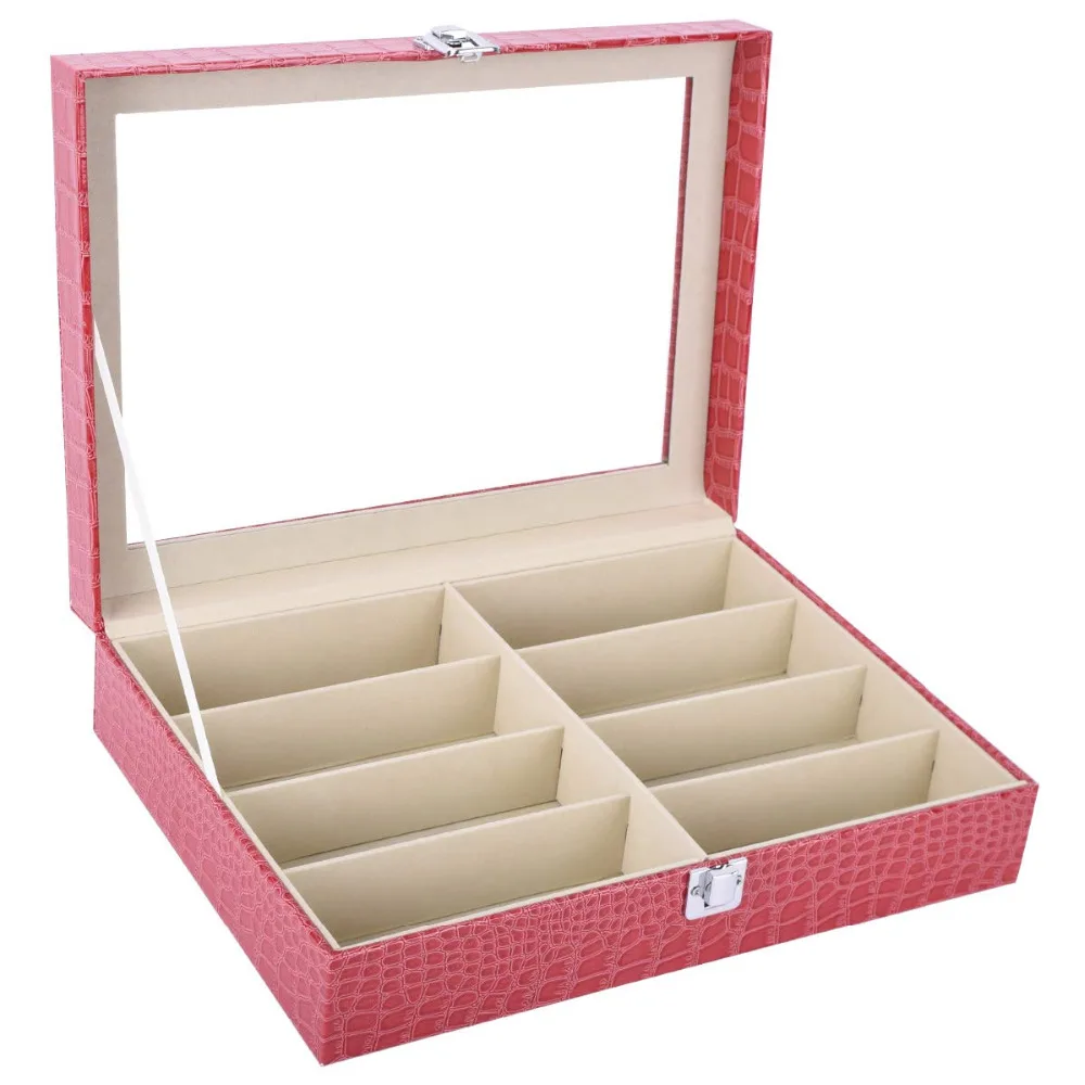 SZanbana Кожаный 8 штук хранения очков и солнцезащитных очков Чехол-органайзер(розовый и черный