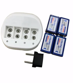 

4PC New Li-Ion 9V 880MAH rechargeable battery +1 Smart Charger with adapter free shipping