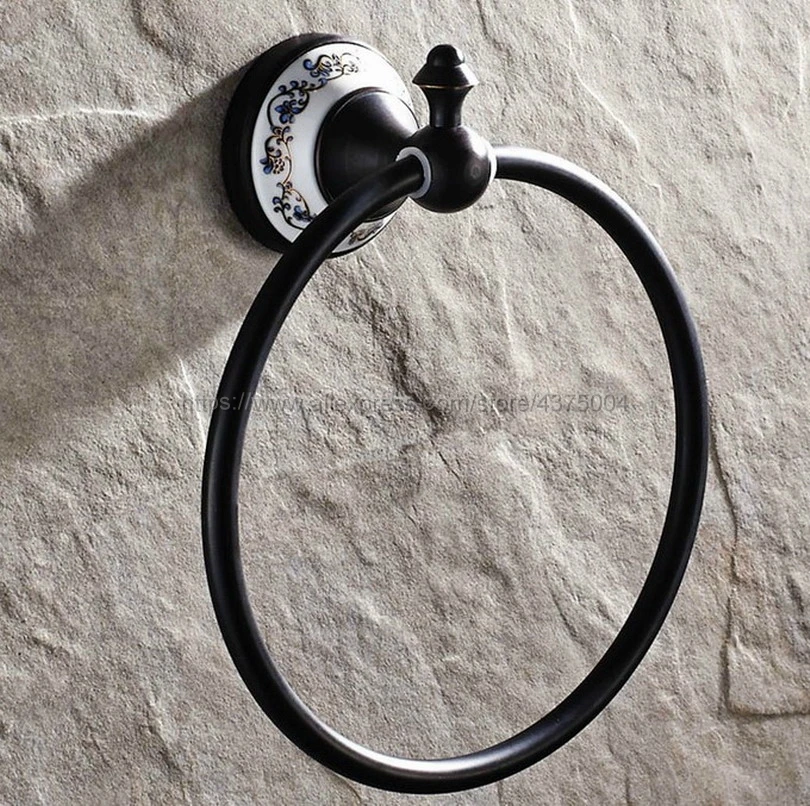 Ванной полотенце кольцо аксессуары для ванной полотенце бар кольцо стойки Черный Масло Втирают Латунь кольцо полотенца Держатель Nba061