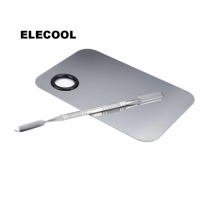 

ELECOOL 1 Pc Stainless Steel Cosmetic Makeup Palette Plate Reconciled Liquid Foundation Mixing Make Up Tool Hot Sale