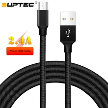 SUPTEC премиум Кабель Micro-USB в оплетке 2.4A Быстрая зарядка данных зарядный кабель для samsung S6 S5 S4 huawei Xiaomi LG zte Phone