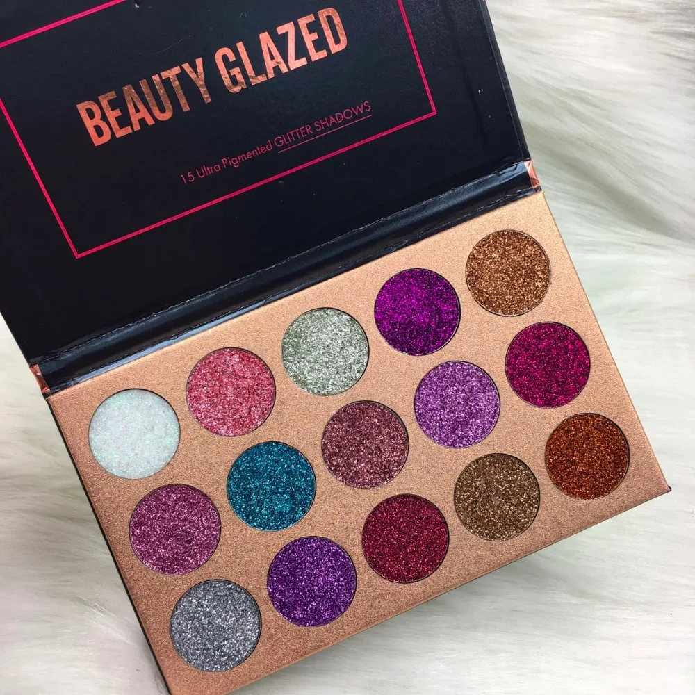 Pressed Glitter Eyeshadow Palette (15 Colors) Highly Pigmented