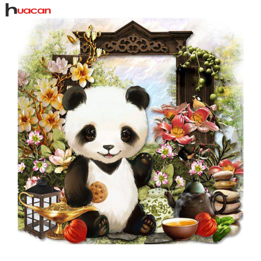 

Huacan 5D Embroidery Panda Diamond Painting Cross Stitch Needlework Diamond Mosaic Cartoon Rhinestone of Picture