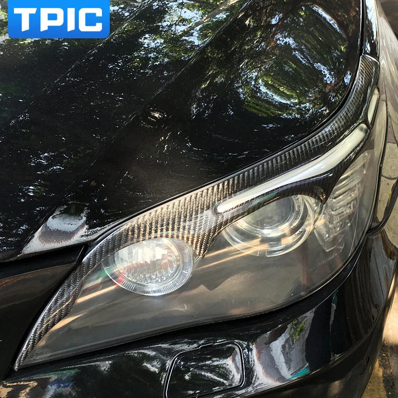 

TPIC 3D Car Styling for BMW e60 5 series Carbon Fiber Headlight eyebrows eyelids Front Headlamp Eyebrows Trim Cover Accessories