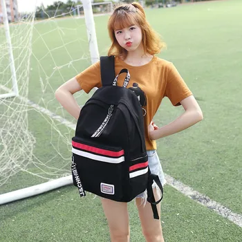 

Women Backpack Stripe Printing Canvas School Bag For Teenager Girls Preppy Style Rucksack Travel Leisure Laptop Backpack Mochila