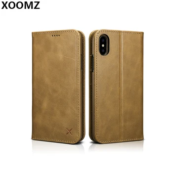 

XOOMZ For iPhone X Cover Case Luxury Genuine Leather Protective Magnetic Armor Wallet Card Phone Case for iPhone 10 Cover Funda
