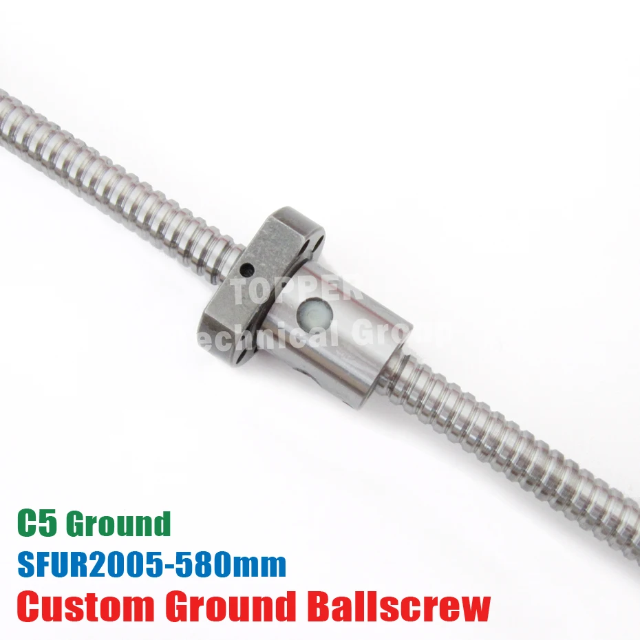 SFU2005 C5 580mm Ground ballscrew 5mm lead with SFU2005 ballnut + end