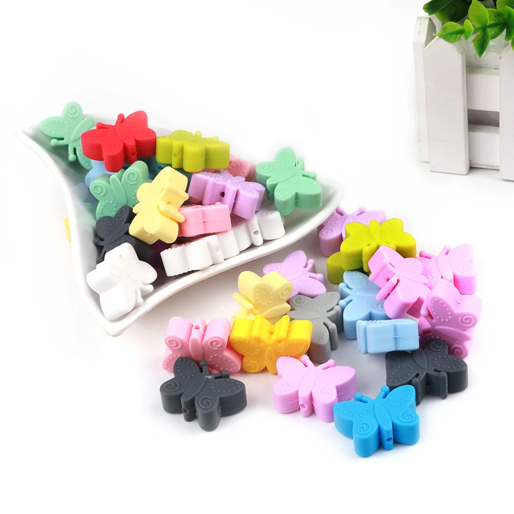 

TYRY.HU 30pcs/lot Mini Baby Teething Silicone Beads Food Grade Silicone Toy Necklace Pacifier Chain DIY Accessories wholesale