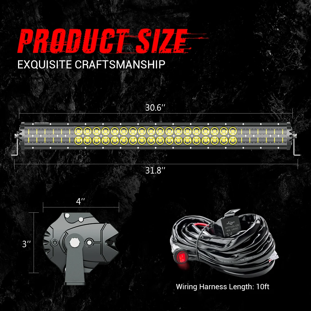 MICTUNING M1s 31 ''светодиодный светильник бар авто светодиодный рабочий светильник для автомобиля Трактор Лодка внедорожный 4WD 4x4 для грузовиков, внедорожников, квадроциклов, наводненных мест прожекторы дальнего света
