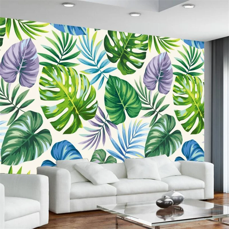 

Beibehang Modern minimalist tropical rainforest banana leaf mural background custom large mural wallpaper papel de parede