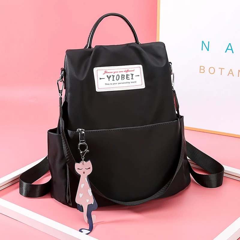 Vfemage Оксфорд рюкзак женская сумка дизайнер Мода большой емкости Рюкзаки анти кража рюкзак дорожные сумки для девочек школьная сумка - Цвет: Black